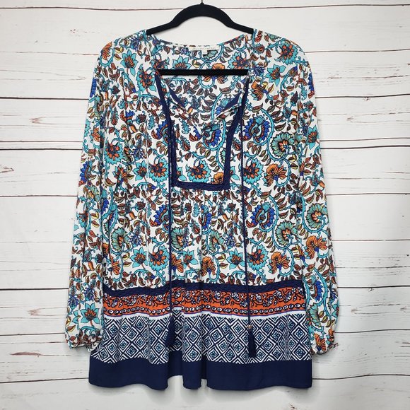 Daniel Rainn Tops - Daniel Rainn Floral and Paisley Boho Peasant Tunic
